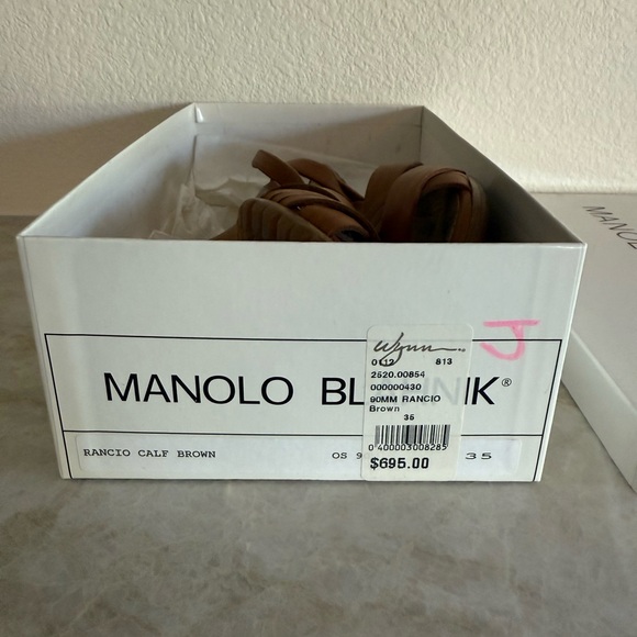 Manolo Blahnik Rancio Brown Leather Sandals Heels & Dust Bag Size 35 EU / 5 US - Picture 5 of 15